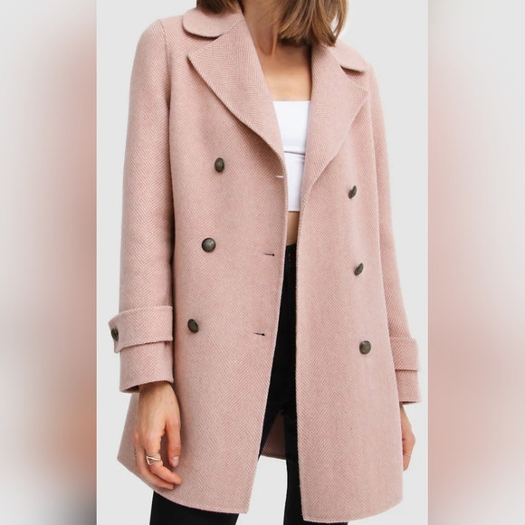 Belle & Bloom Jackets & Blazers - Chic Double-Breasted Blush Coloured Women's Pea Coat